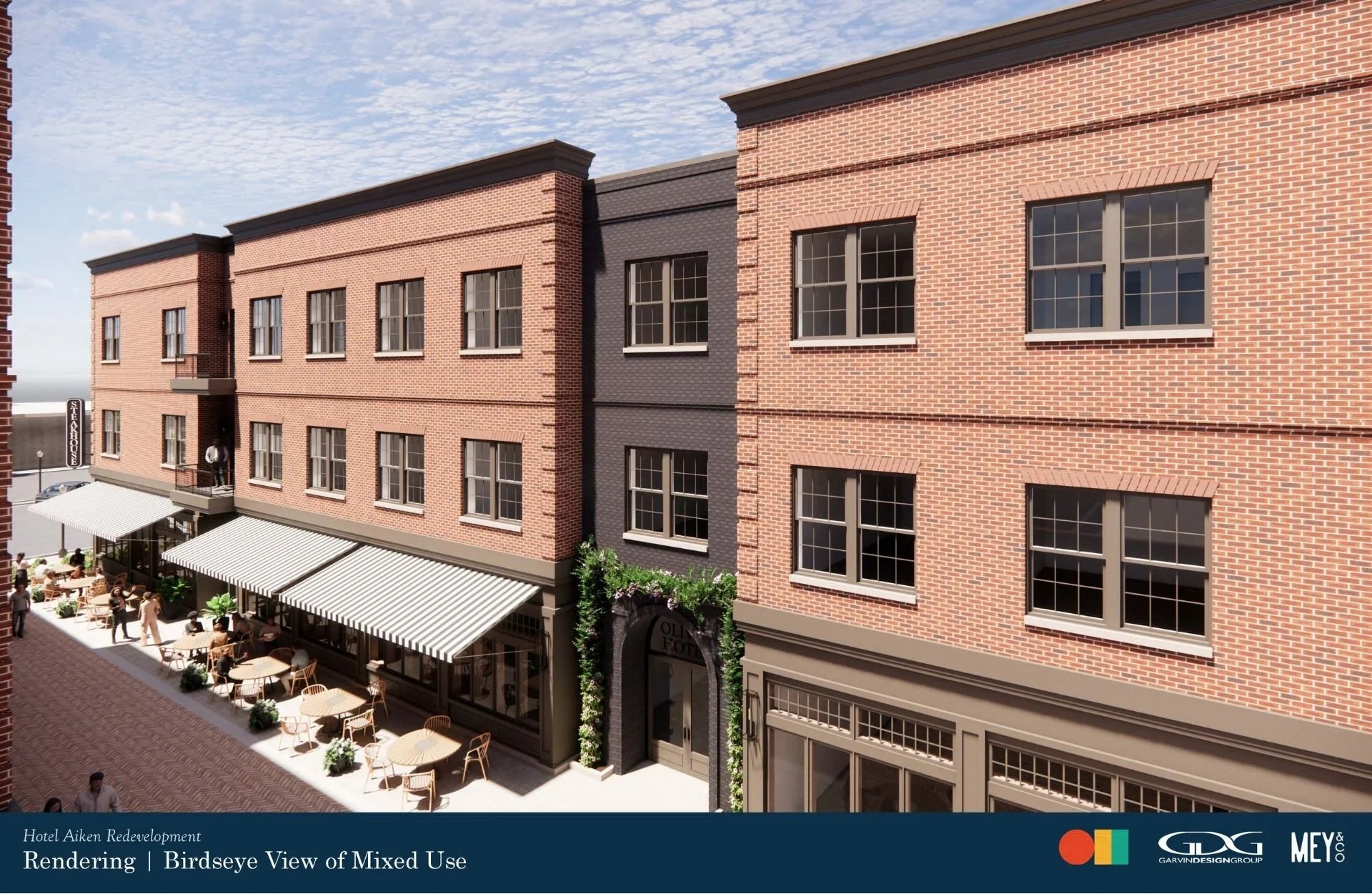 Hotel Aiken Redevelopment | Renderings | Birdseye View of Mixed Use