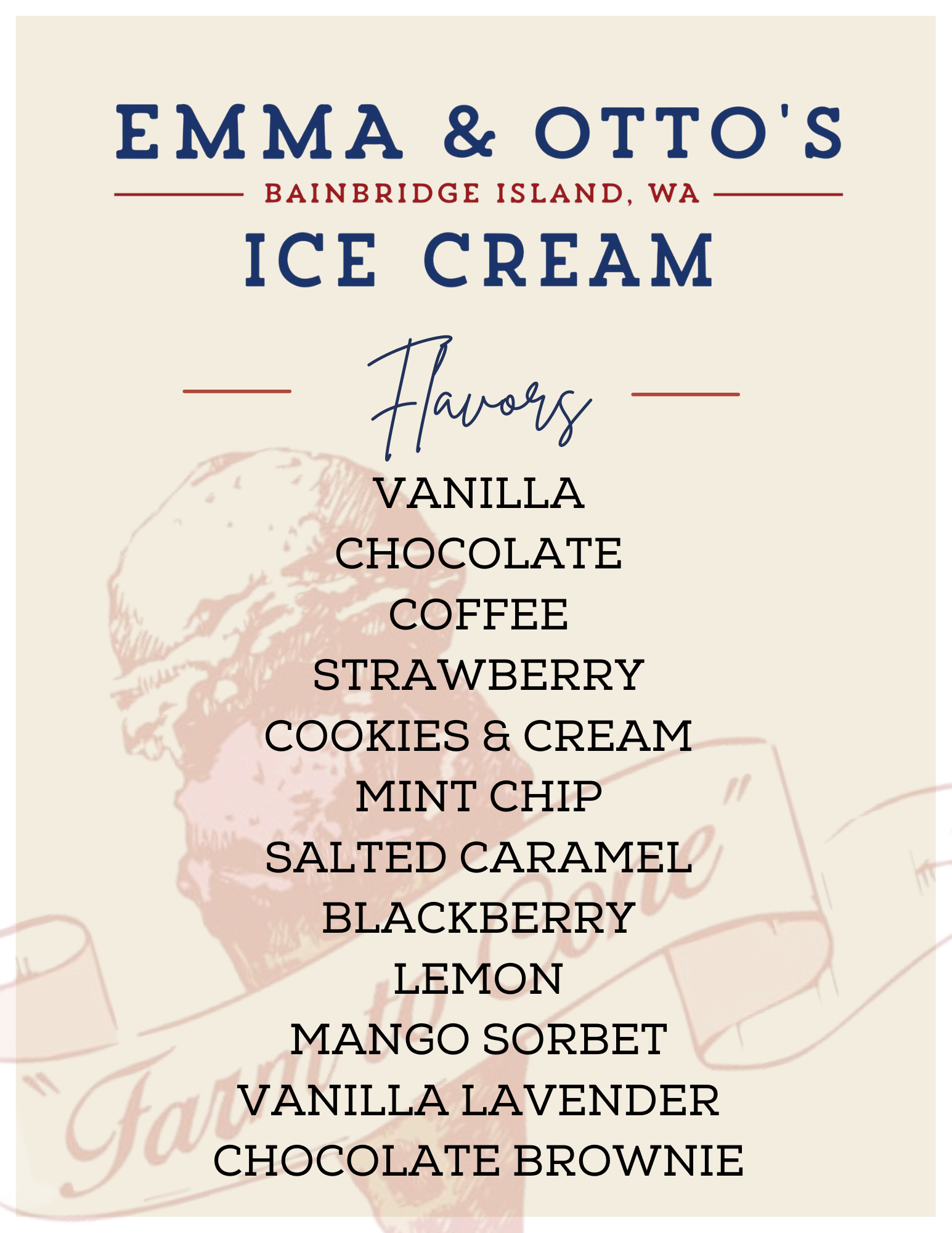 Our Ice Cream Menu. Ice Cream Places Near Me. Order Online. — Emma