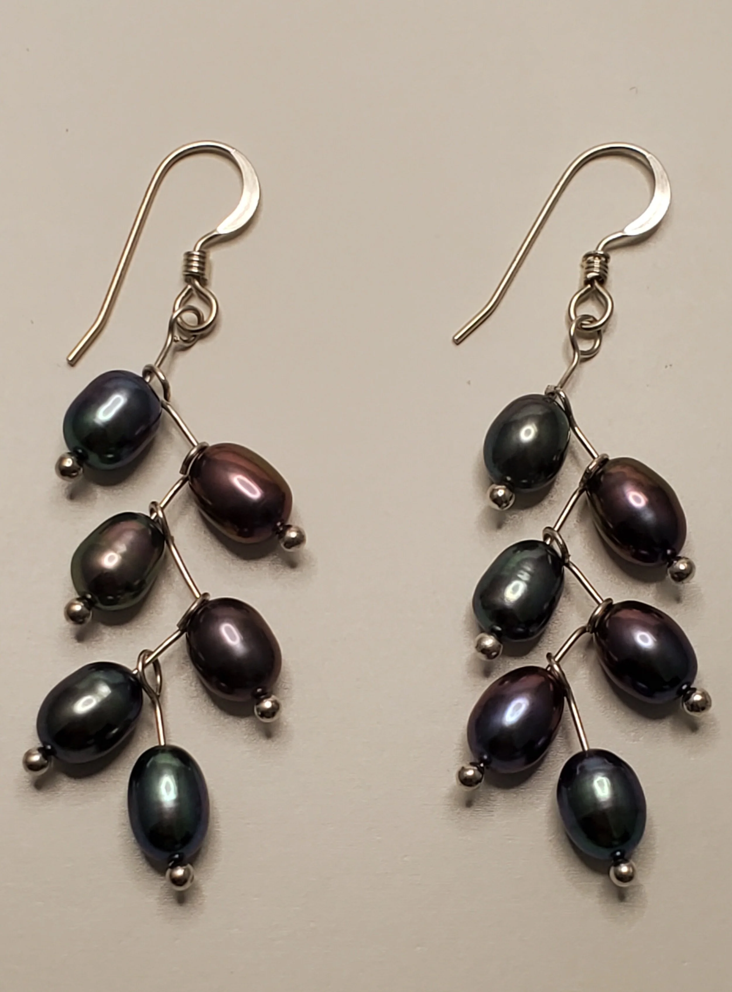 Silver ZigZag Peacock Pearl Earrings Image 2.jpg