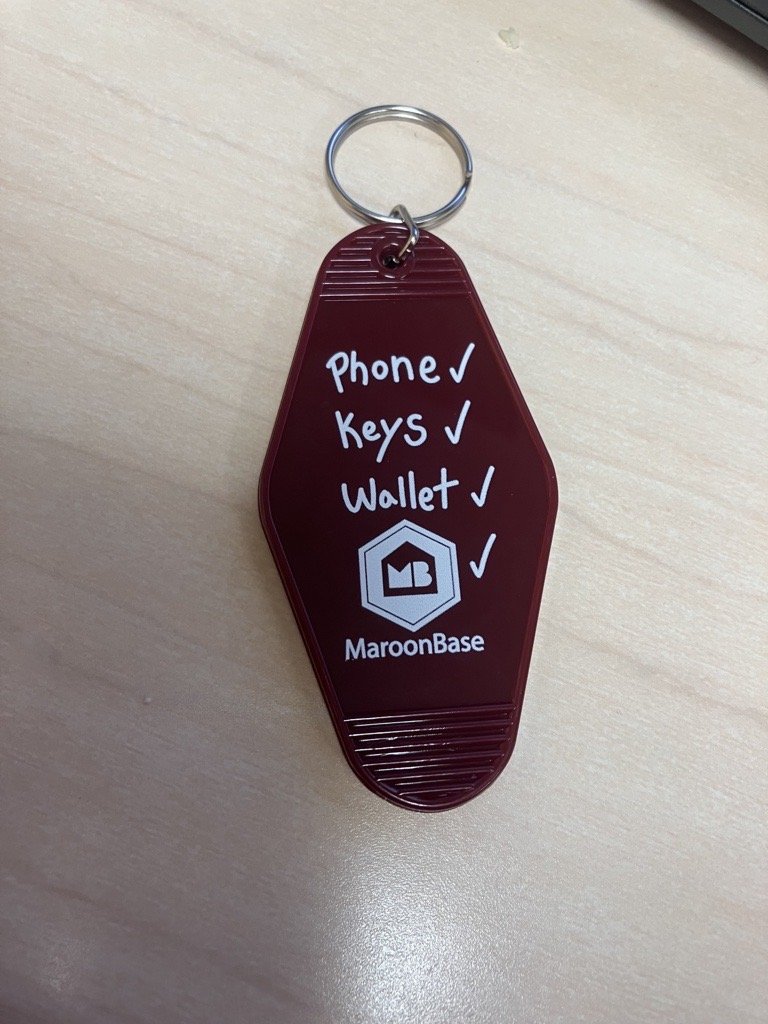keychains we handed out on campus at events