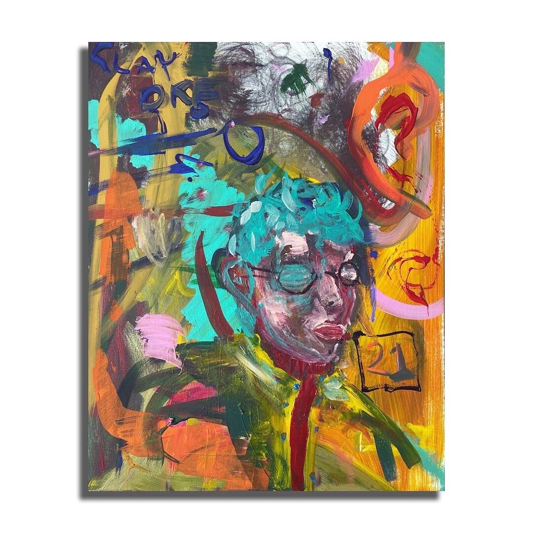 "yellow jacket" , acrylic and charcoal on canvas, 24x30x1.5 in, 9/2021
