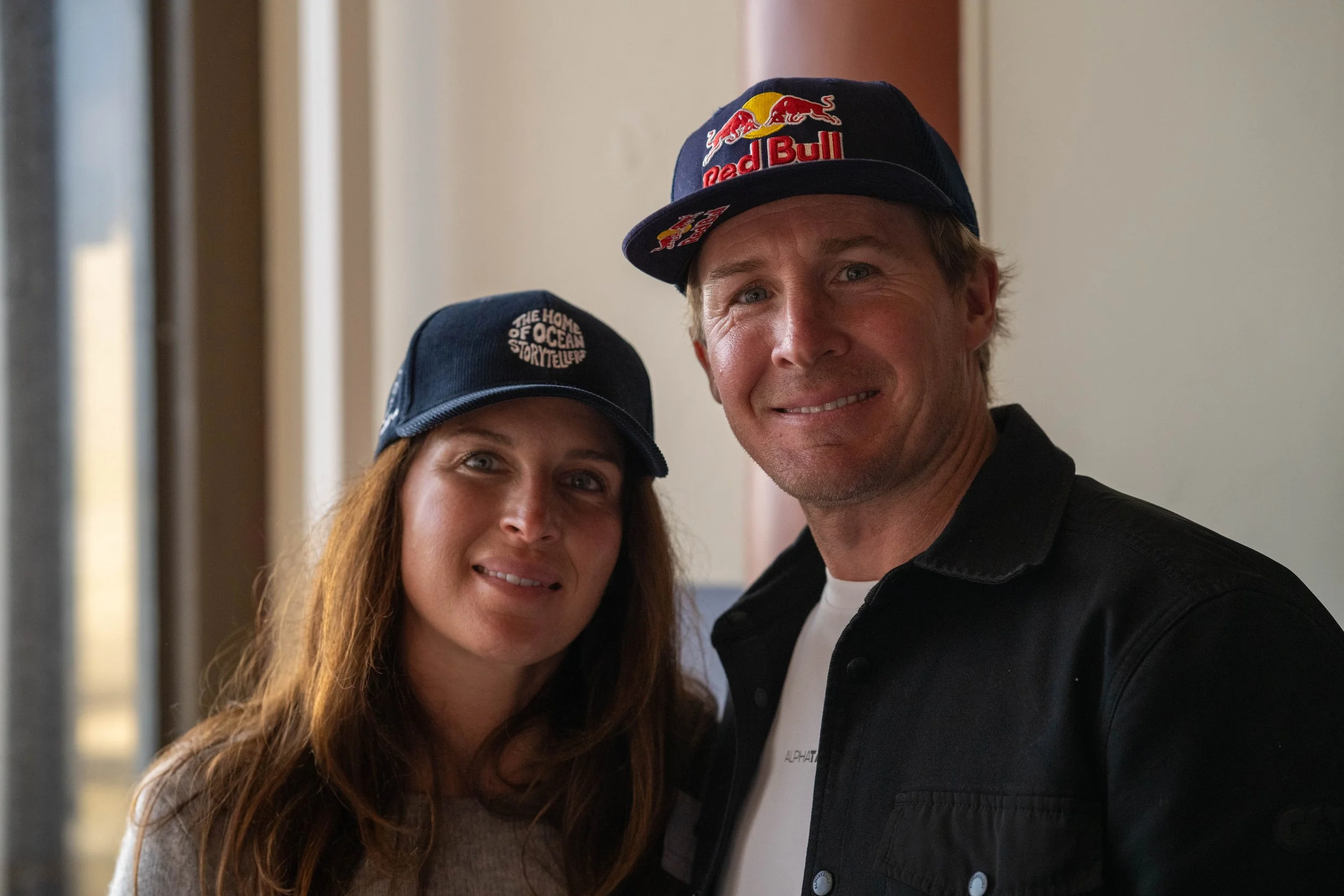 Justine Blanc and Red Bull athlete Andrew Cotty smiling.