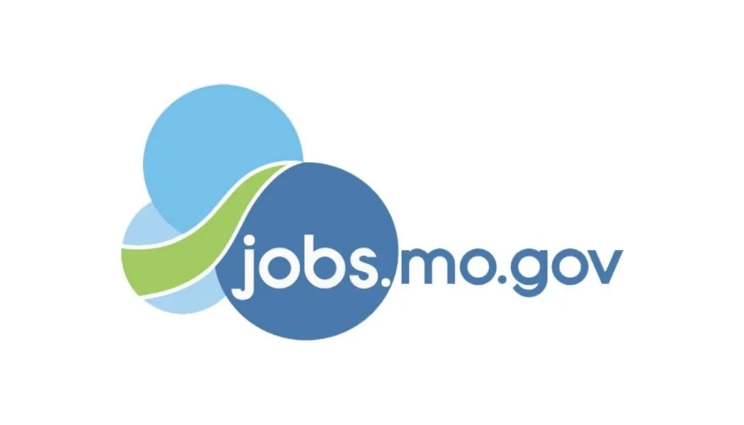 Logo for jobs.mo.gov with overlapping blue circles and a green wavy line.