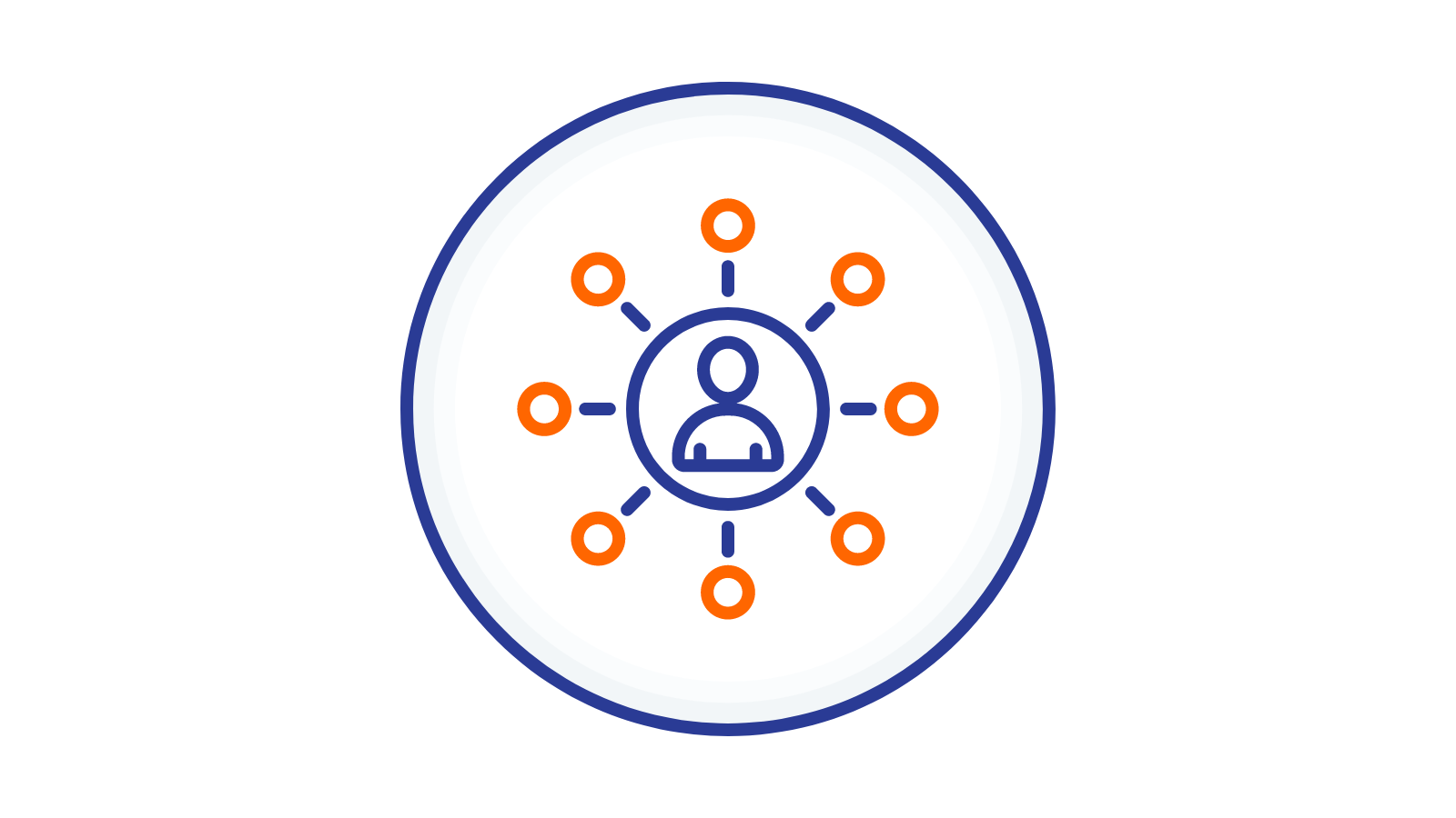 Network icon with central figure and connected nodes