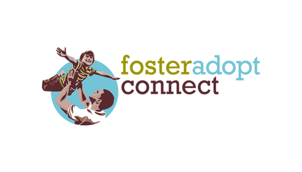 Logo of "foster adopt connect" with an illustration of a person lifting a child in a circle.