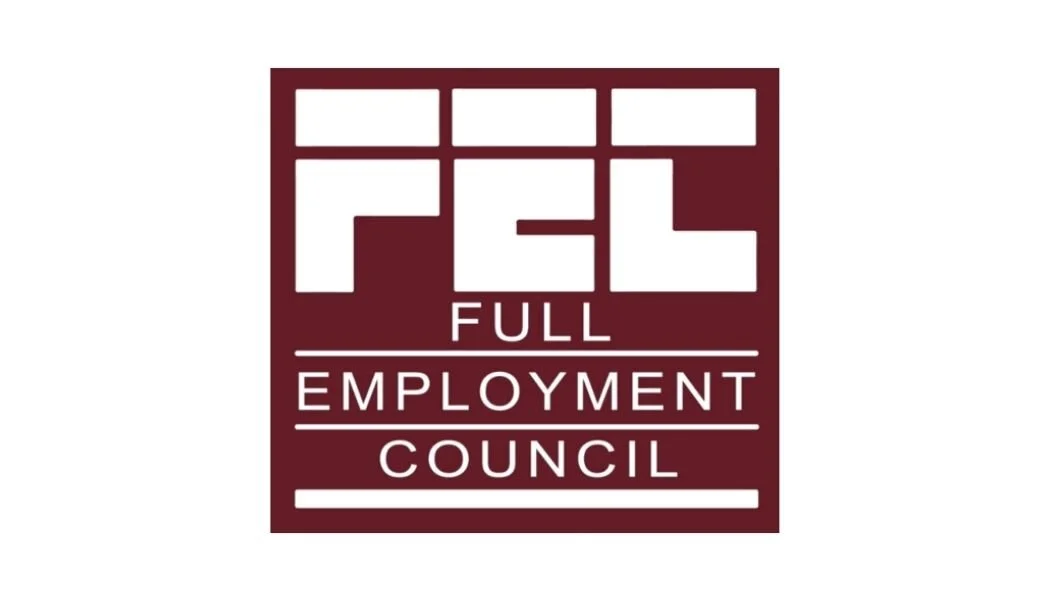 Logo of Full Employment Council with the initials FEC in white on a maroon background.