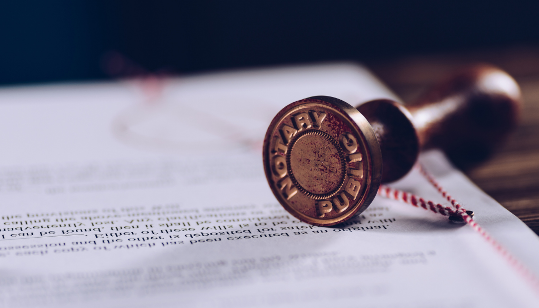 Notary public stamp on a document