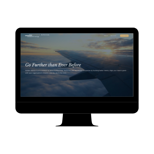 View of an airplane wing at sunset seen through an airline website homepage.