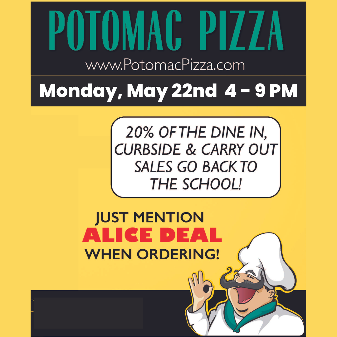Deal Night at Potomac Pizza, Monday 5/22