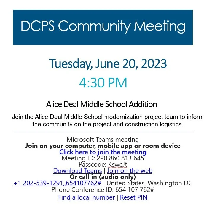 Deal Construction Update: DCPS Community Meeting
