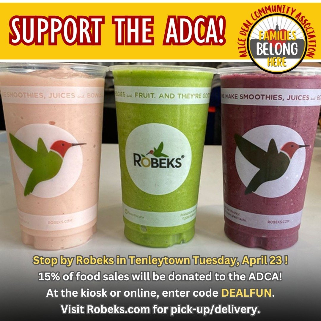 Stop by Robeks in Tenleytown today, Tuesday, April 23 and support the ADCA! 15% of food sales will be donated with the code DEALFUN.