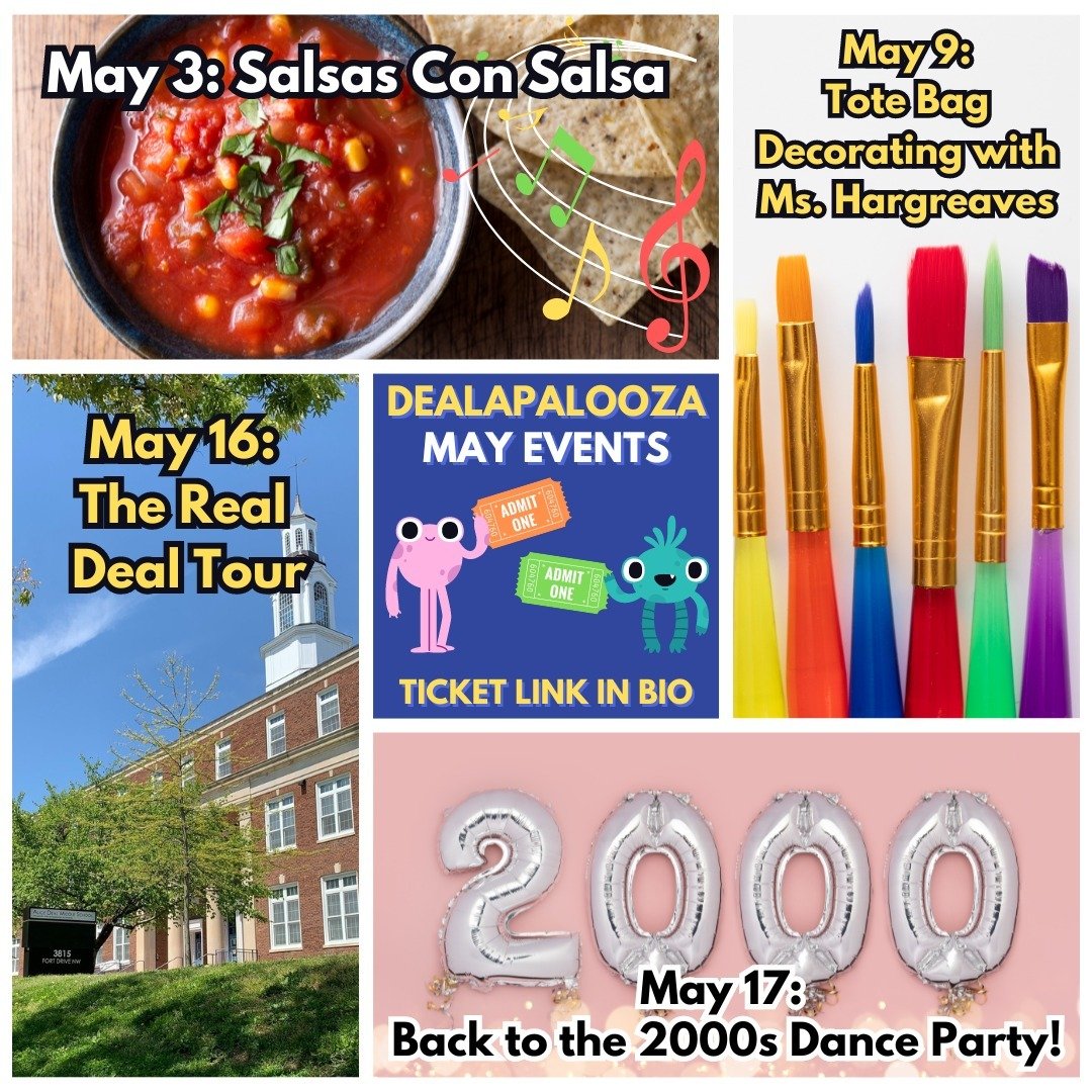 Salsa con salsa, tote bag decorating, exploring &quot;secret spaces&quot; of Deal, and a 2000s-themed dance party are coming your way for our May Dealapalooza events! Ticket link available in our bio! #admsherewegrow