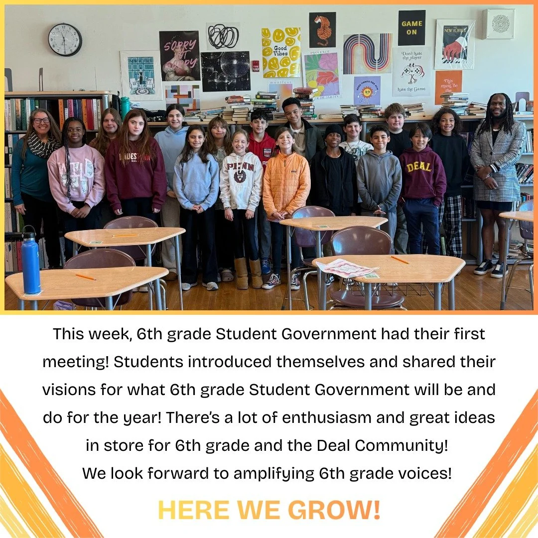 Our 6th grade Student Government had their first meeting this week and are excited to enact their ideas to support their grade and Deal community! #admsherewegrow