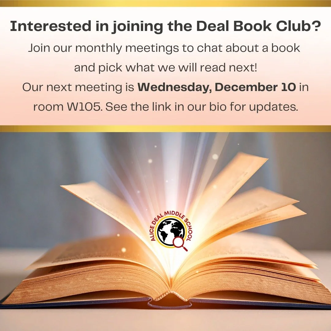 Our next Deal Book Club meeting is Wednesday, December 10 in room W105! See the link in our bio for updates. #admsherewegrow