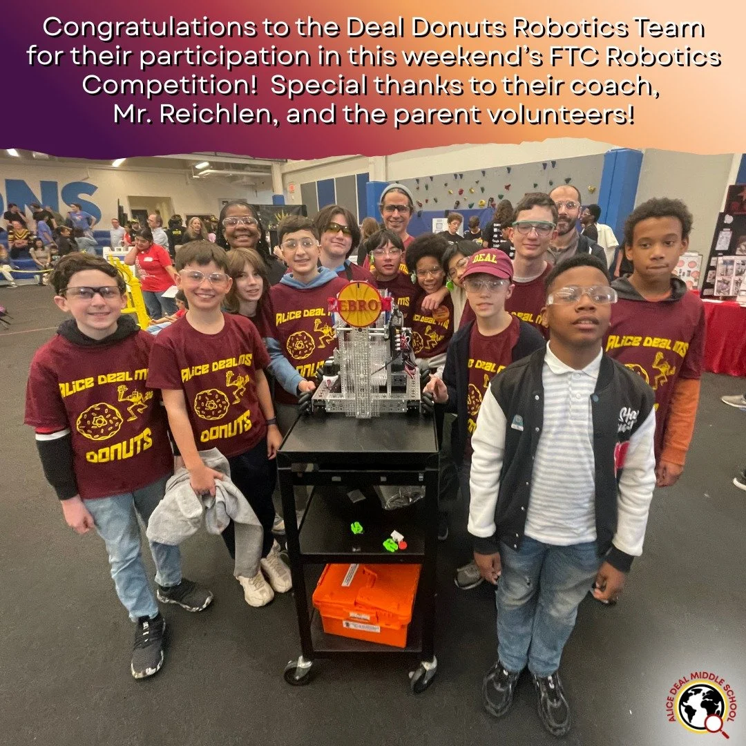 Congratulations to the Deal Donuts Robotics Team for their participation in this weekend&rsquo;s FTC Robotics Competition! Special thanks to their coach, Mr. Reichlen, and the parent volunteers! #admsherewegrow
