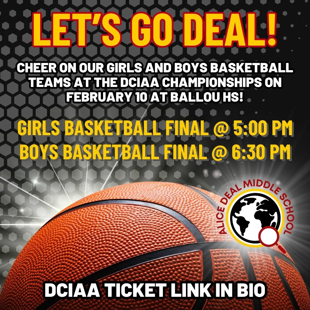 Congratulations to our girls and boys basketball teams for earning a spot at Tuesday's DCIAA Championships! Support our student athletes at Ballou HS Tuesday night! DCIAA ticket link in bio. #admsherewegrow
