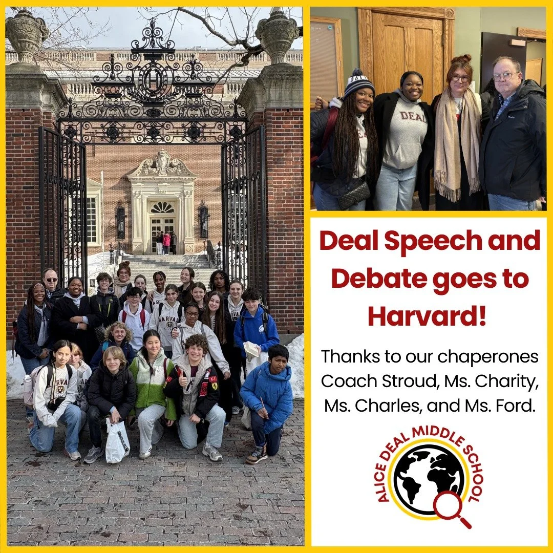 Deal Speech and Debate goes to Harvard! Thanks to our chaperones Coach Stroud, Ms. Charity, Ms. Charles, and Ms. Ford. #admsherewegrow