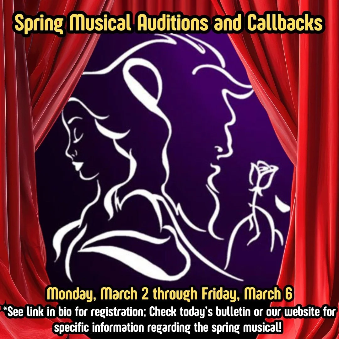 Our spring musical auditions for Beauty and the Beast are happening this week! See the link in our bio to register and check today's bulletin or our website for specific information for auditions and callbacks. #admsherewegrow
