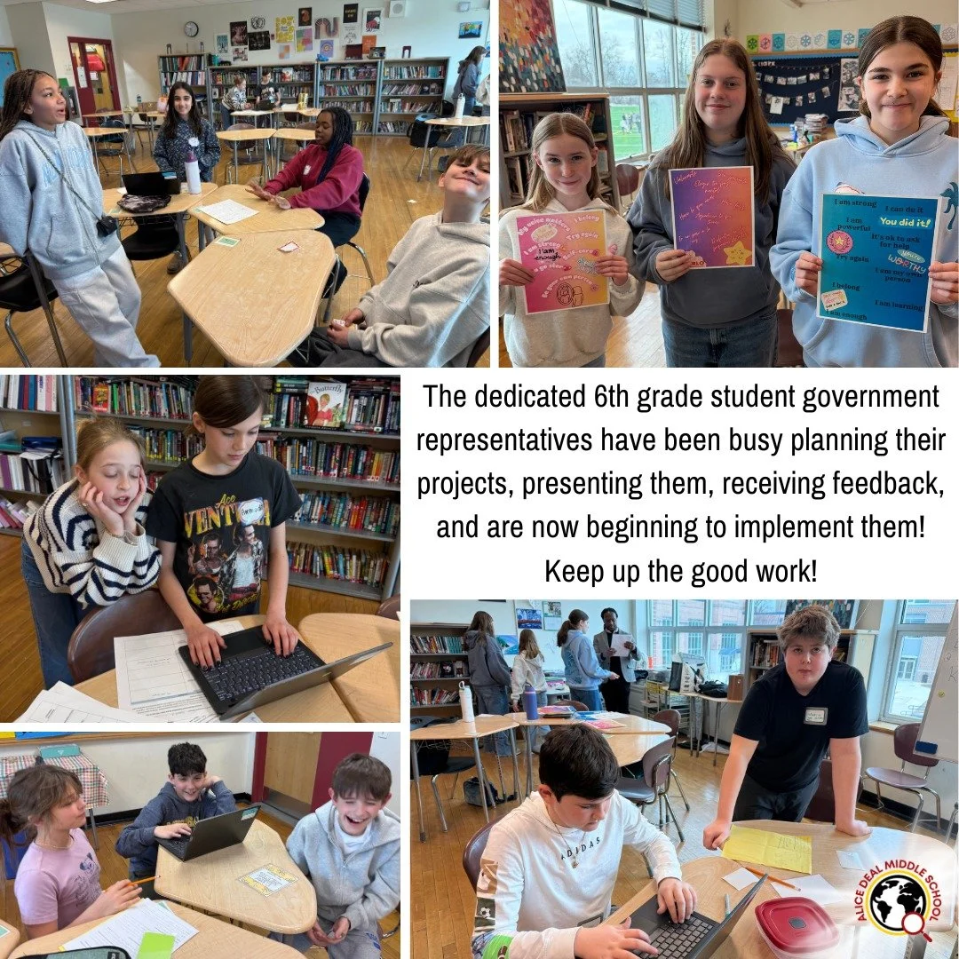 The dedicated 6th grade student government representatives have been busy planning their projects, presenting them, receiving feedback, and are now beginning to implement them! #admsherewegrow