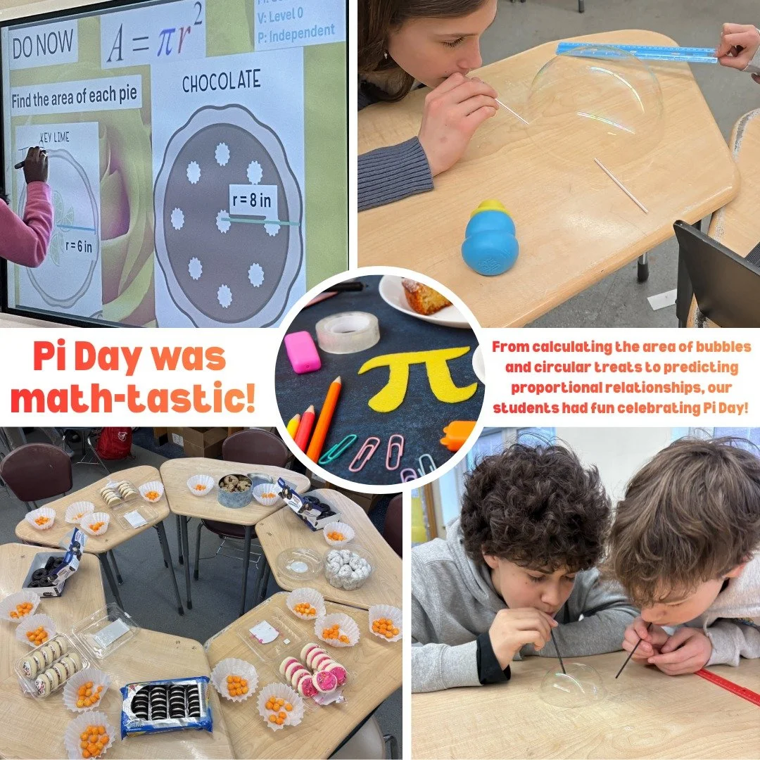 Pi Day was math-tastic! From calculating the area of bubbles and circular treats to predicting proportional relationships, our students had fun celebrating Pi Day! #admsherewegrow