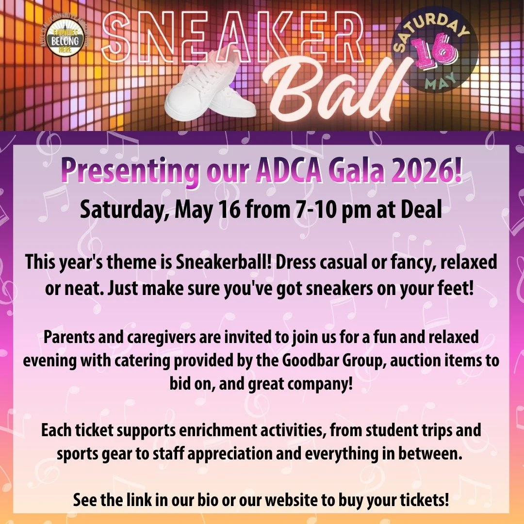 Save the date for our ADCA Sneakerball Gala happening on May 16 from 7-10 pm! Parents and caregivers are invited to join us for a night of fun, food, dancing, auction items, and more! See the link in our bio or our website to buy your tickets today! 