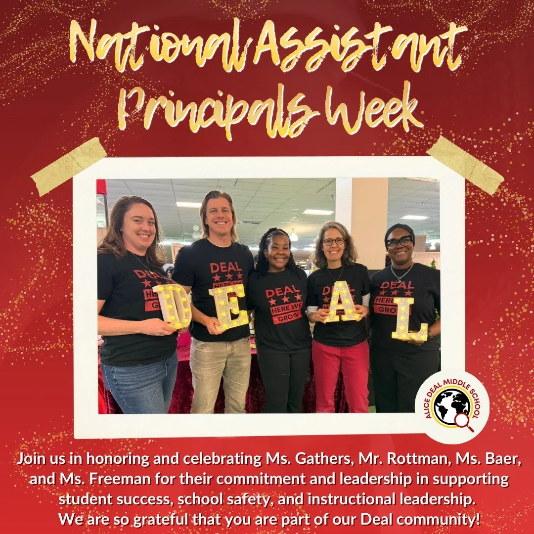 Join us in honoring and celebrating Ms. Gathers, Mr. Rottman, Ms. Baer, and Ms. Freeman for their commitment and leadership in supporting student success, school safety, and instructional leadership. We are so grateful that you are part of our Deal c