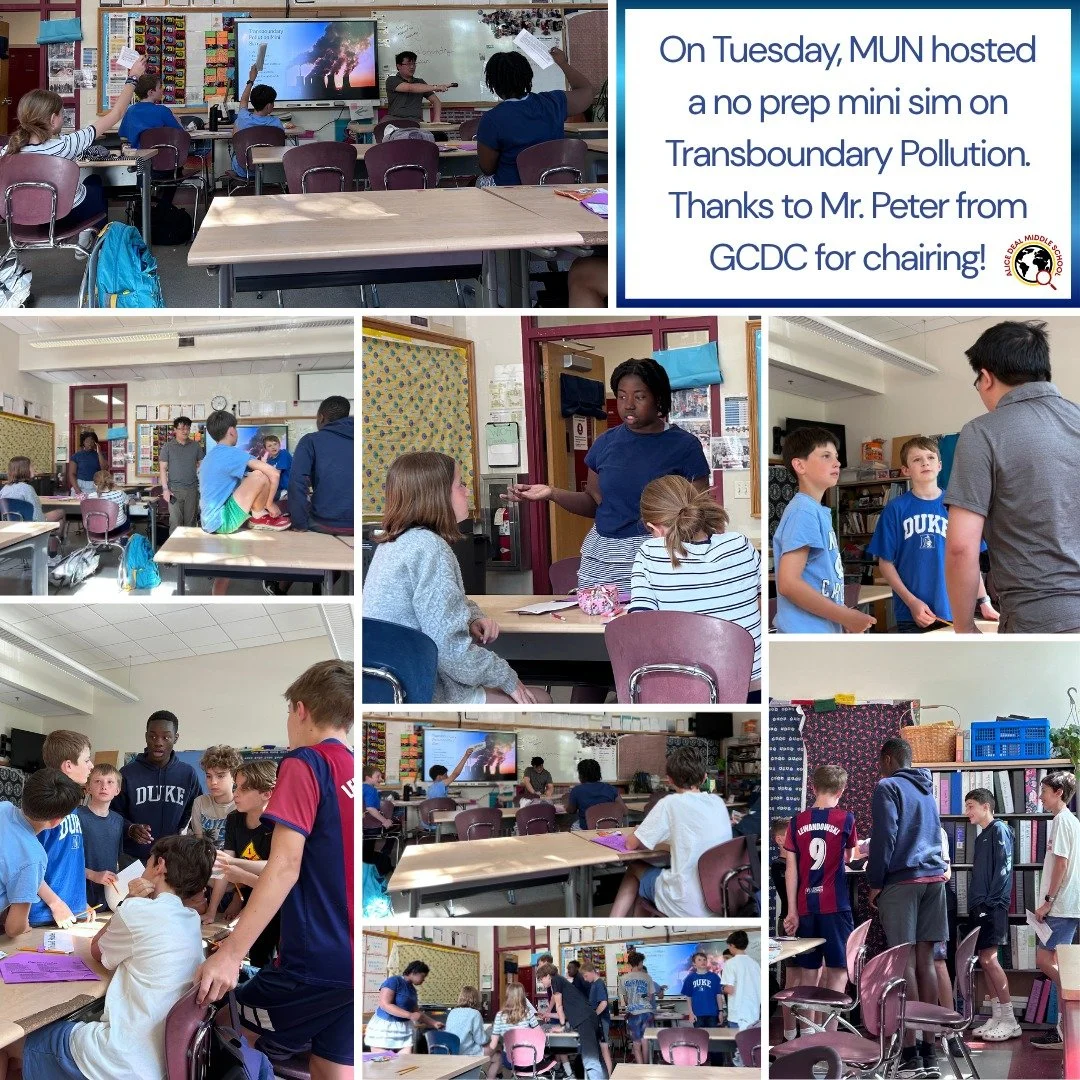 On Tuesday, MUN hosted a no prep mini sim on Transboundary Pollution. Thanks to Mr. Peter from GCDC for chairing! #admsherewegrow