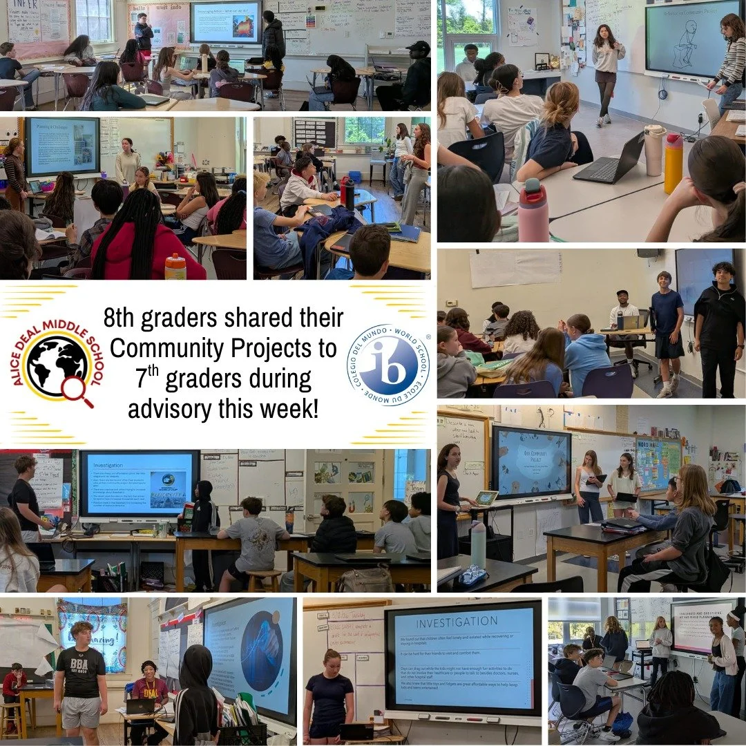 8th graders shared their Community Projects to 7th graders during advisory this week! #admsherewegrow
