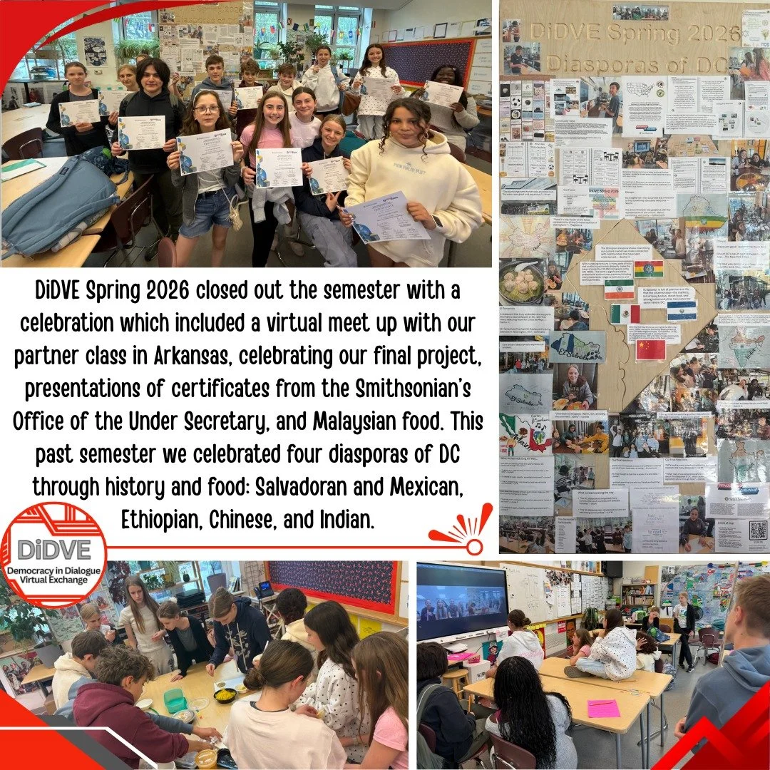DiDVE Spring 2026 closed out the semester with a celebration which included a virtual meet up with our partner class in Arkansas, celebrating our final project, presentations of certificates from the Smithsonian&rsquo;s Office of the Under Secretary,
