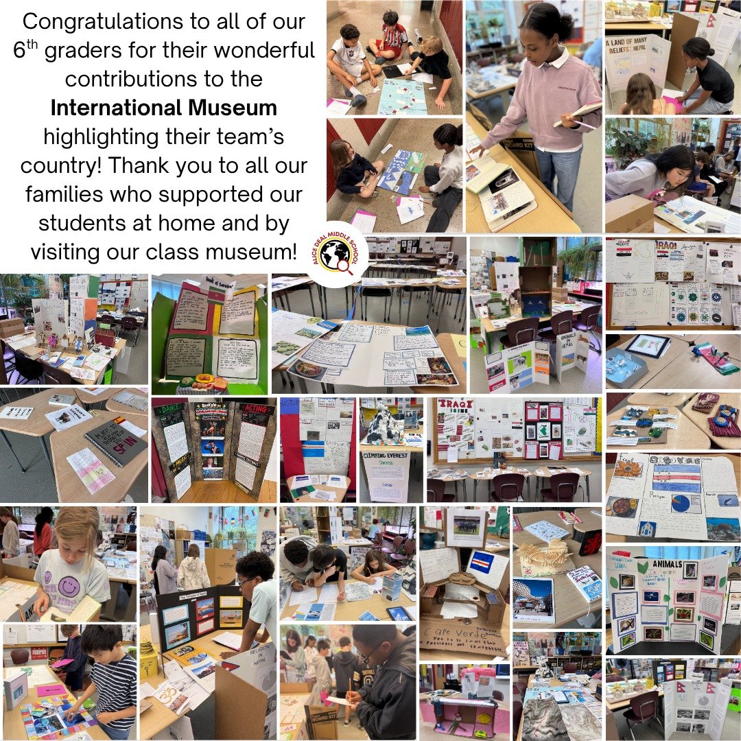 Congratulations to all of our 6th graders for their wonderful contributions to the International Museum highlighting their team's country! Thank you to all of our families who supported our students at home and by visiting our class museum! #admshere
