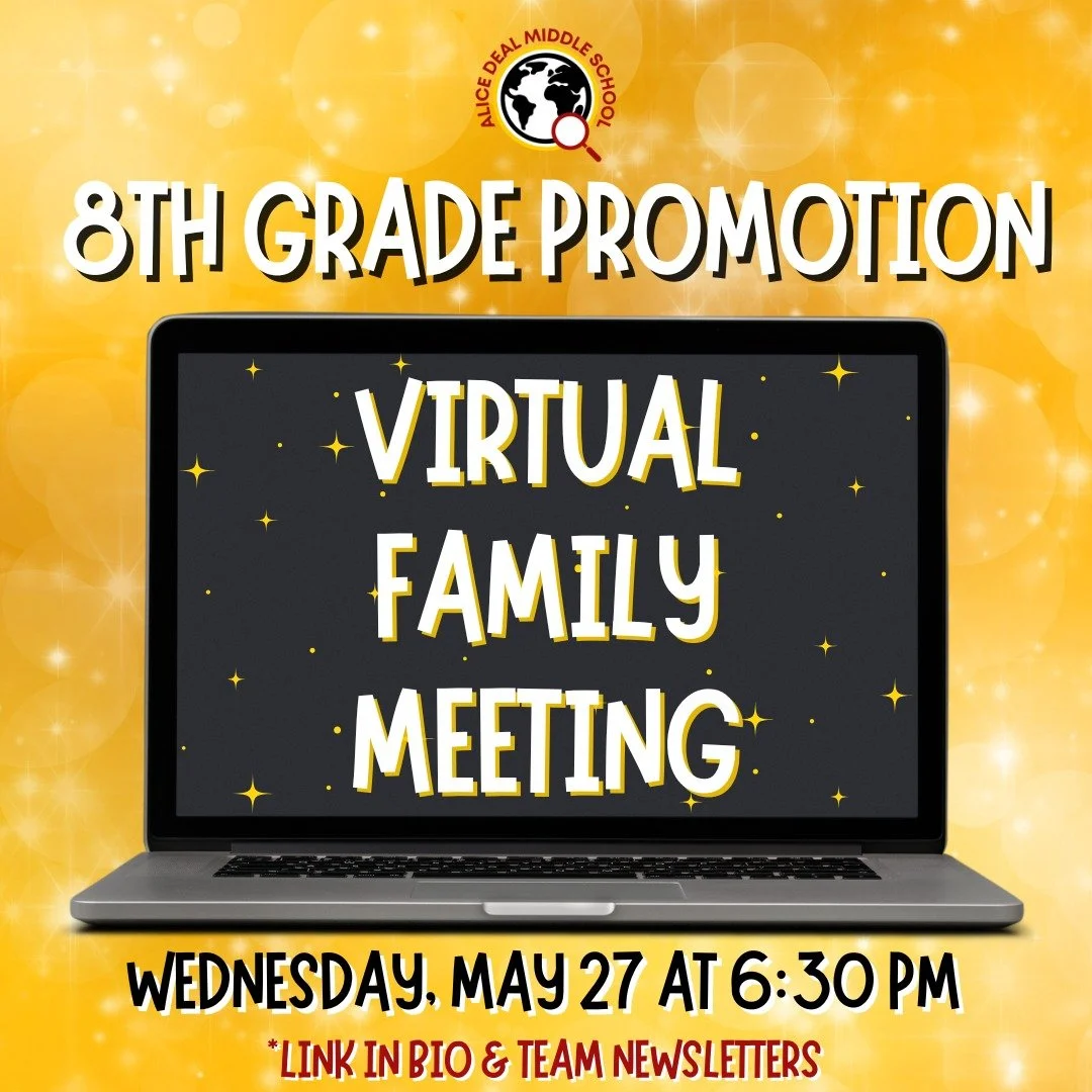 8th grade families are encouraged to join us for the Virtual Promotion Family Meeting on May 27 at 6:30 pm. AP Rottman will review information about the promotion celebrations and answer any questions families have. See the link in our bio or team ne