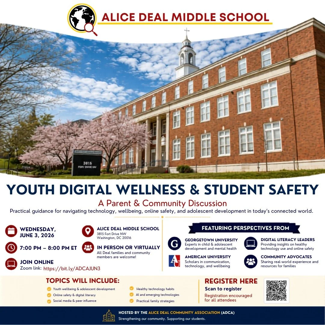 Join us for Wednesday's Youth Digital Wellness and Student Safety discussion with both in-person and virtual options. See the link on our website or bio to join virtually. #admsherewegrow