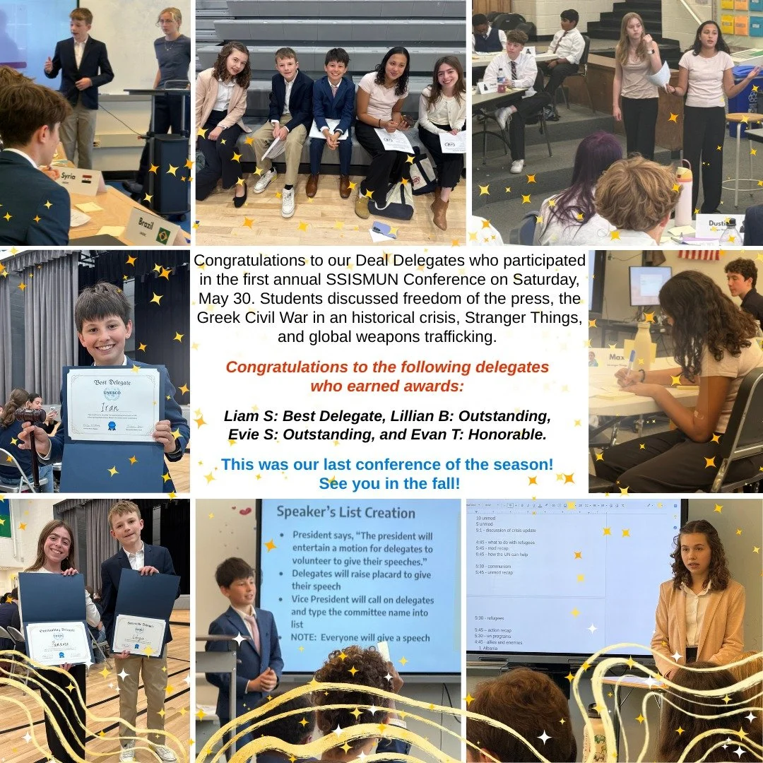 Congratulations to our Deal Delegates who participated in the first annual SSISMUN Conference on Saturday, May 30! See you all in the fall! #admsherewegrow