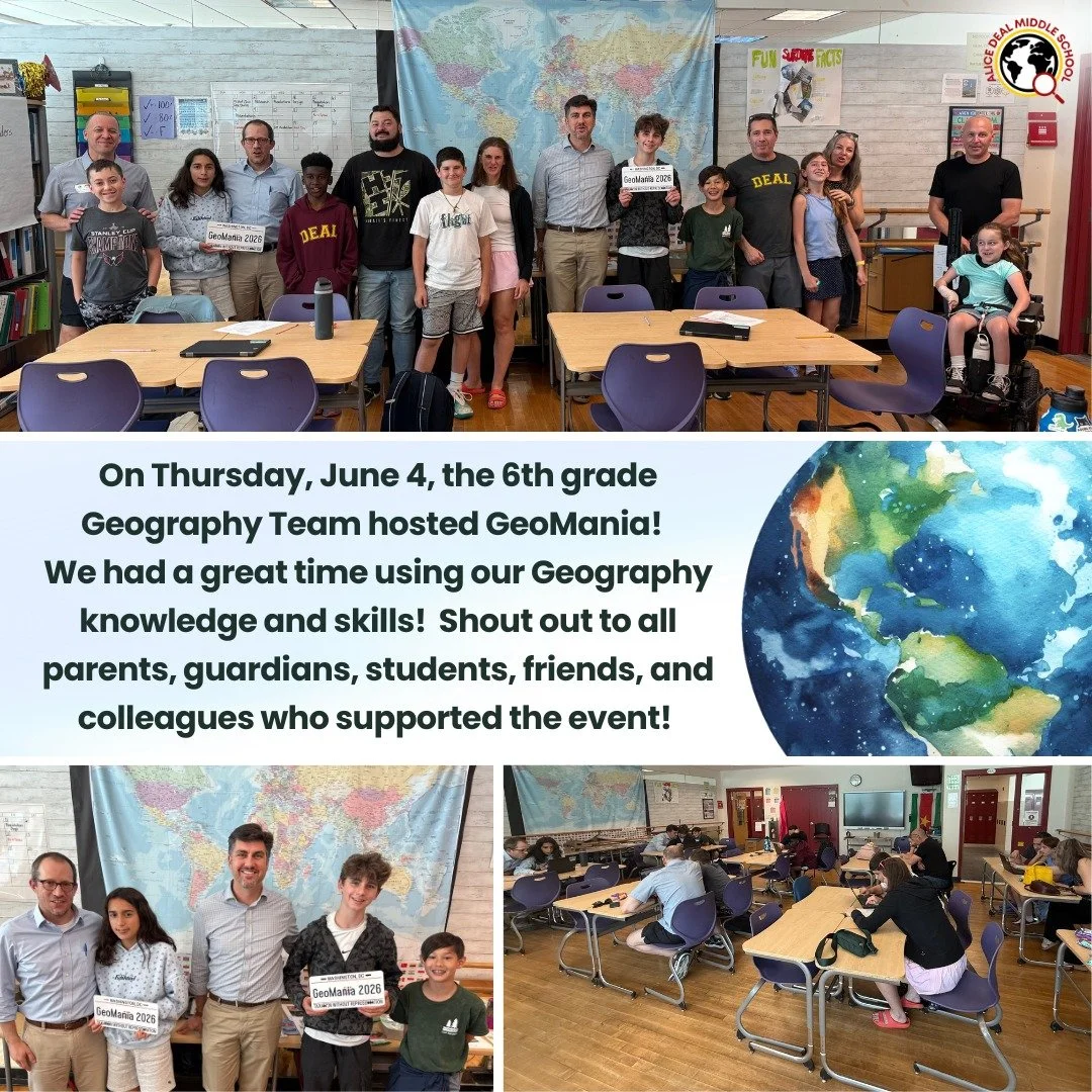On Thursday, June 4, the 6th grade Geography Team hosted GeoMania! We had a great time using our Geography knowledge and skills! Shout out to all parents, guardians, students, friends, and colleagues who supported the event! #admsherewegrow