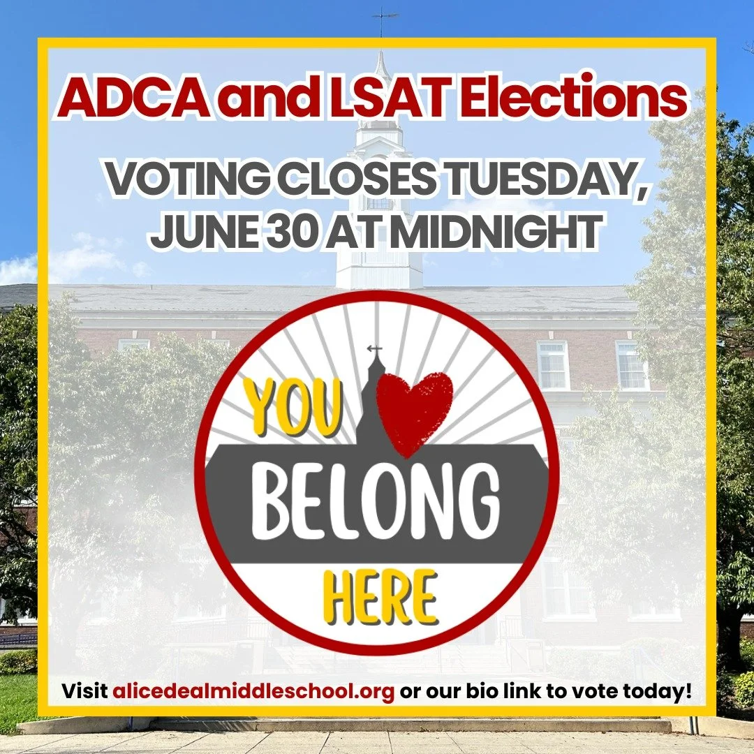 There's still time to elect our 2026-27 ADCA and LSAT representatives! Voting closes today, Tuesday, June 30 at midnight. Visit alicedealmiddleschool.org or our bio link to vote today! #admsherewegrow