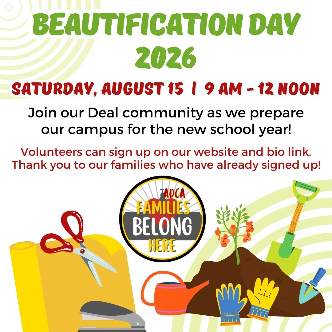 We have many volunteer slots available for our upcoming Beautification Day event on August 15! Join our Deal community as we prepare our campus for the new school year. Sign up link is available on our website and bio link. Thank you to our families 