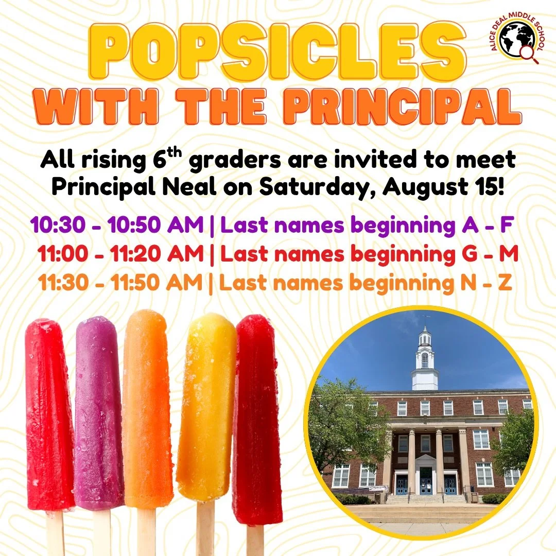 We can't wait to meet our 6th graders at our Popsicles with Principal Neal event on Saturday, August 15! #admsherewegrow