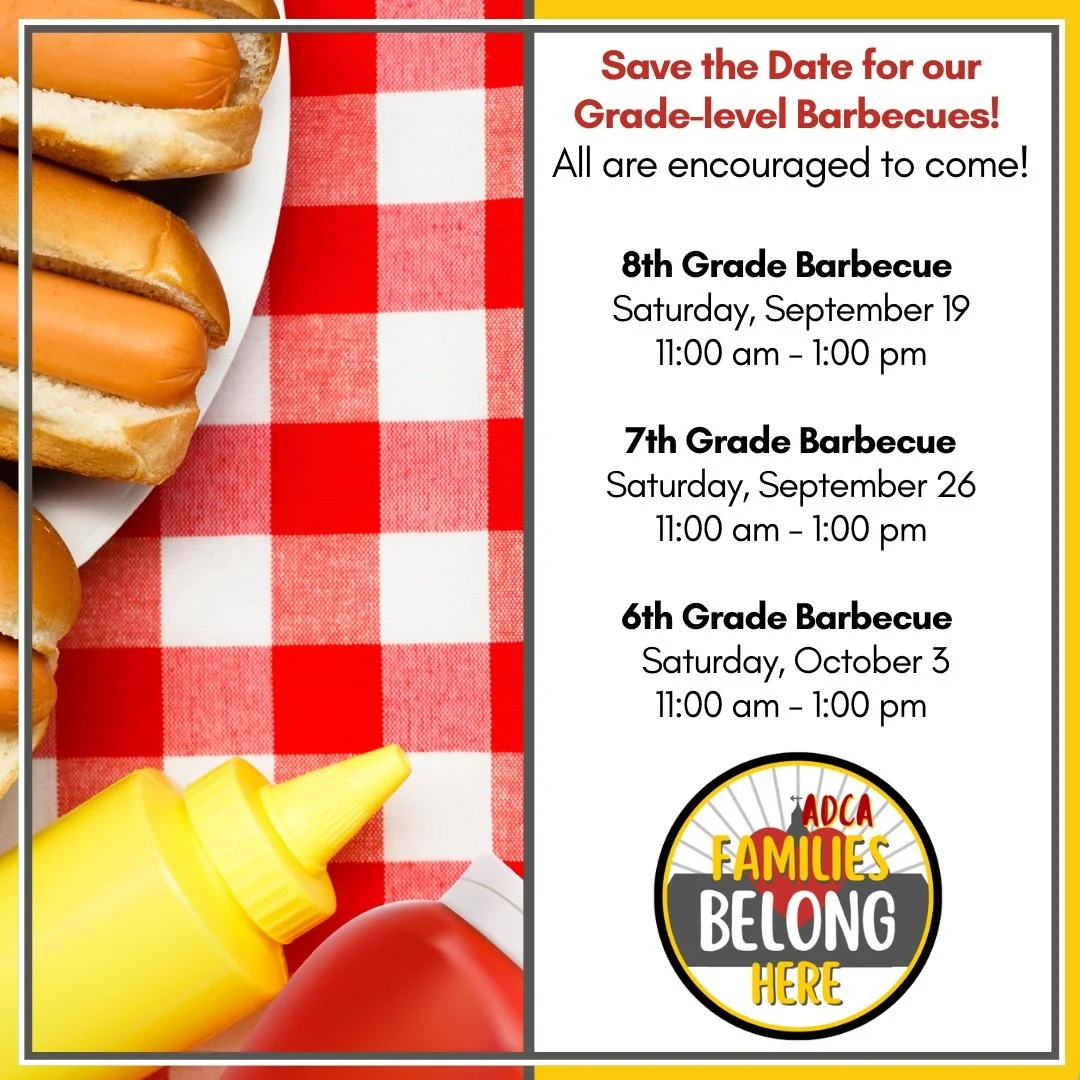 Save the date for our upcoming grade-level barbecues! #admsherewegrow