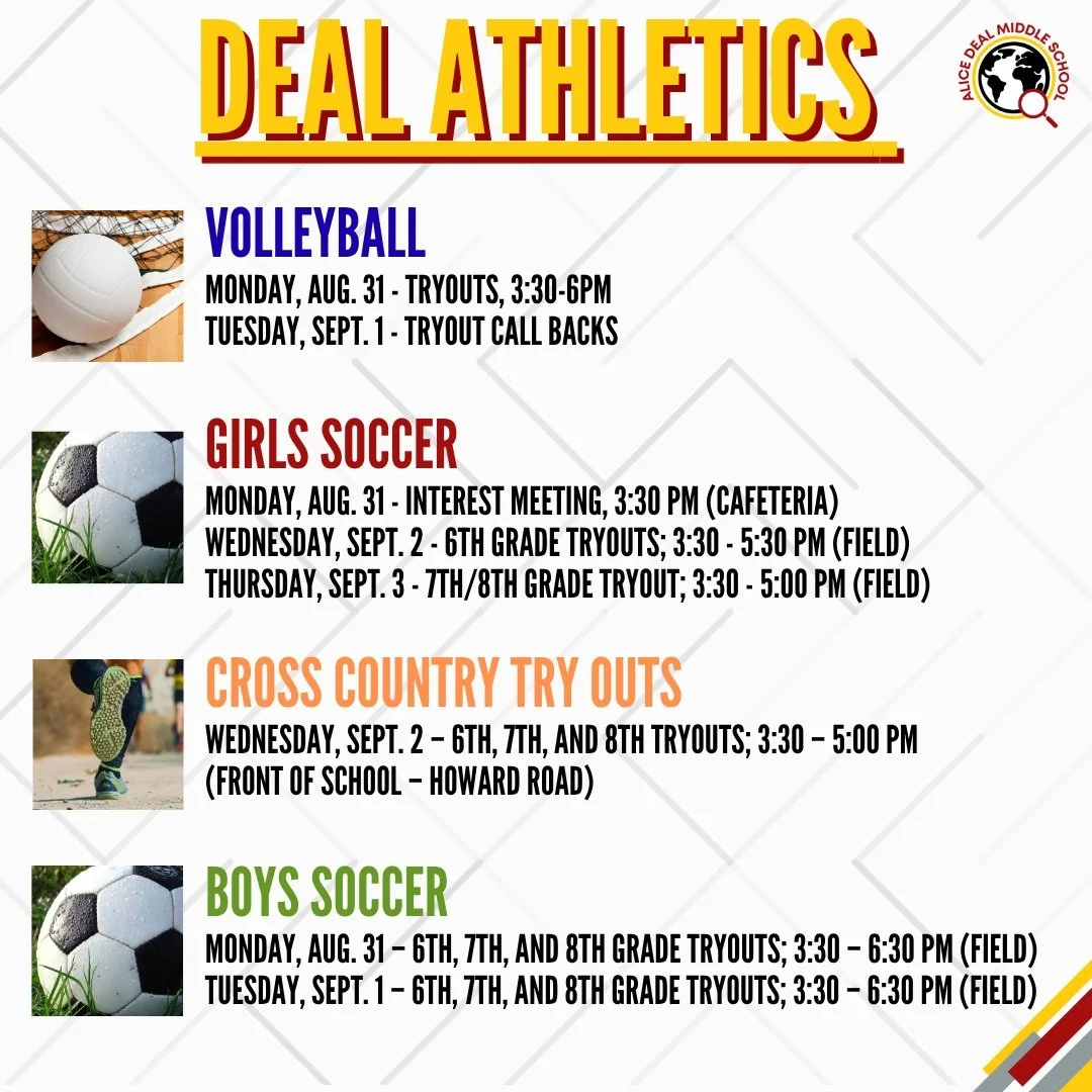 We have several tryouts happening this week for fall athletics. Go Deal! #admsherewegrow
