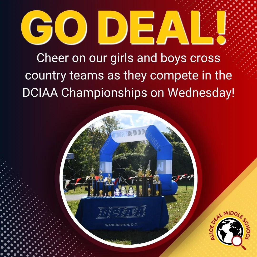 Let's go DEAL! Cheer on our girls and boys cross country teams at the DCIAA Championships Wednesday! #admsherewegrow