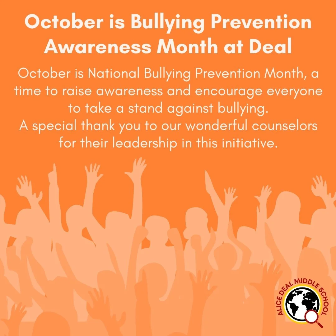 October is National Bullying Prevention Month, a time to raise awareness and encourage everyone to take a stand against bullying. A special thank you to our wonderful counselors for their leadership in this initiative. #admsherewegrow