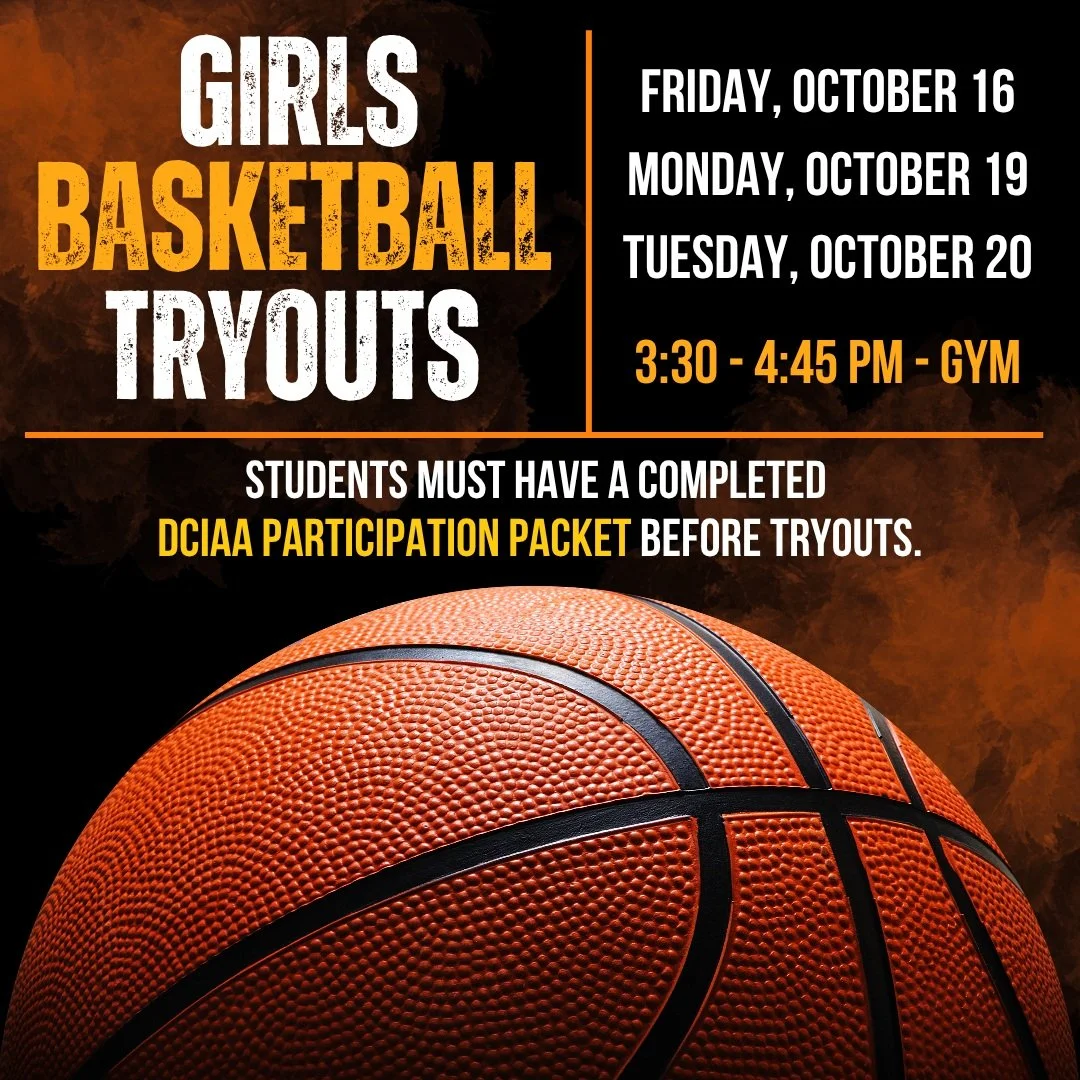 Girls basketball tryouts will be held starting this Friday, October 16. Students must have a completed DCIAA Participation Packet before participating in tryouts. #admsherewegrow