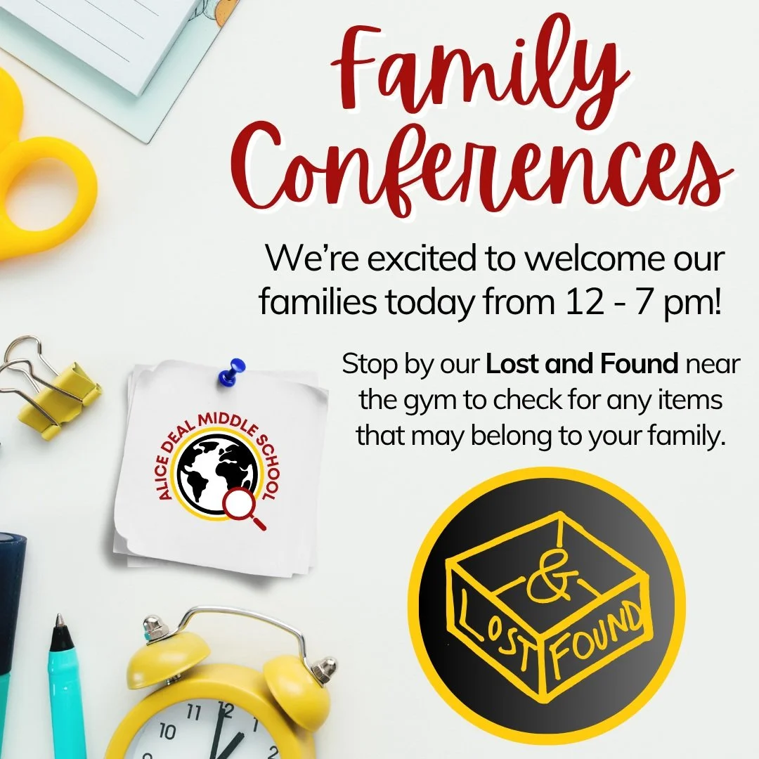 We're excited to welcome our families today from 12-7 pm! Stop by our Lost and found near the gym to check for any items that may belong to your family. #admsherewegrow