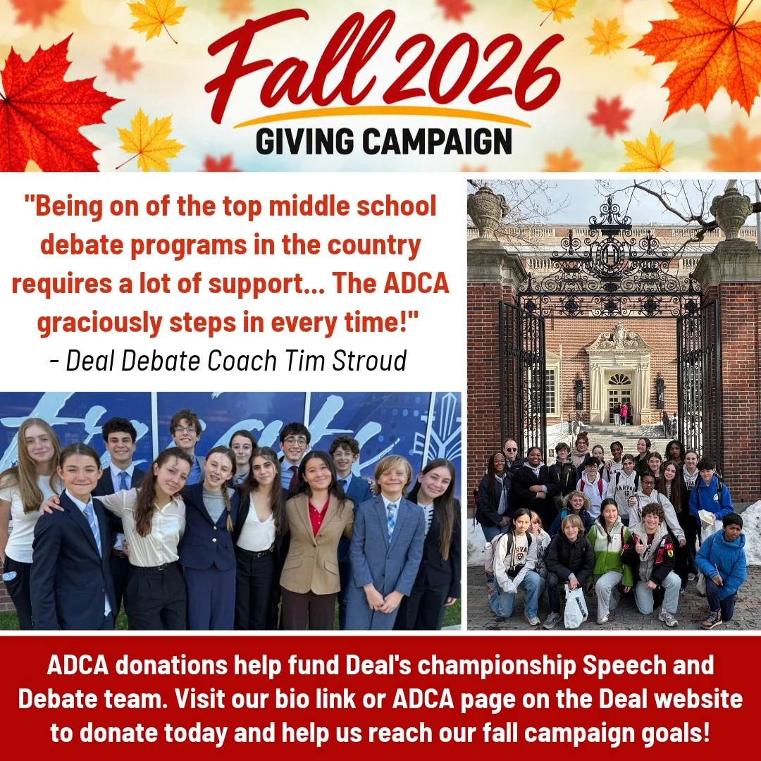 ADCA donations help fund Deal's championship Speech and Debate team along with other student programs and activities! Donate today and help us reach our fall campaign goals! #admsherewegrow