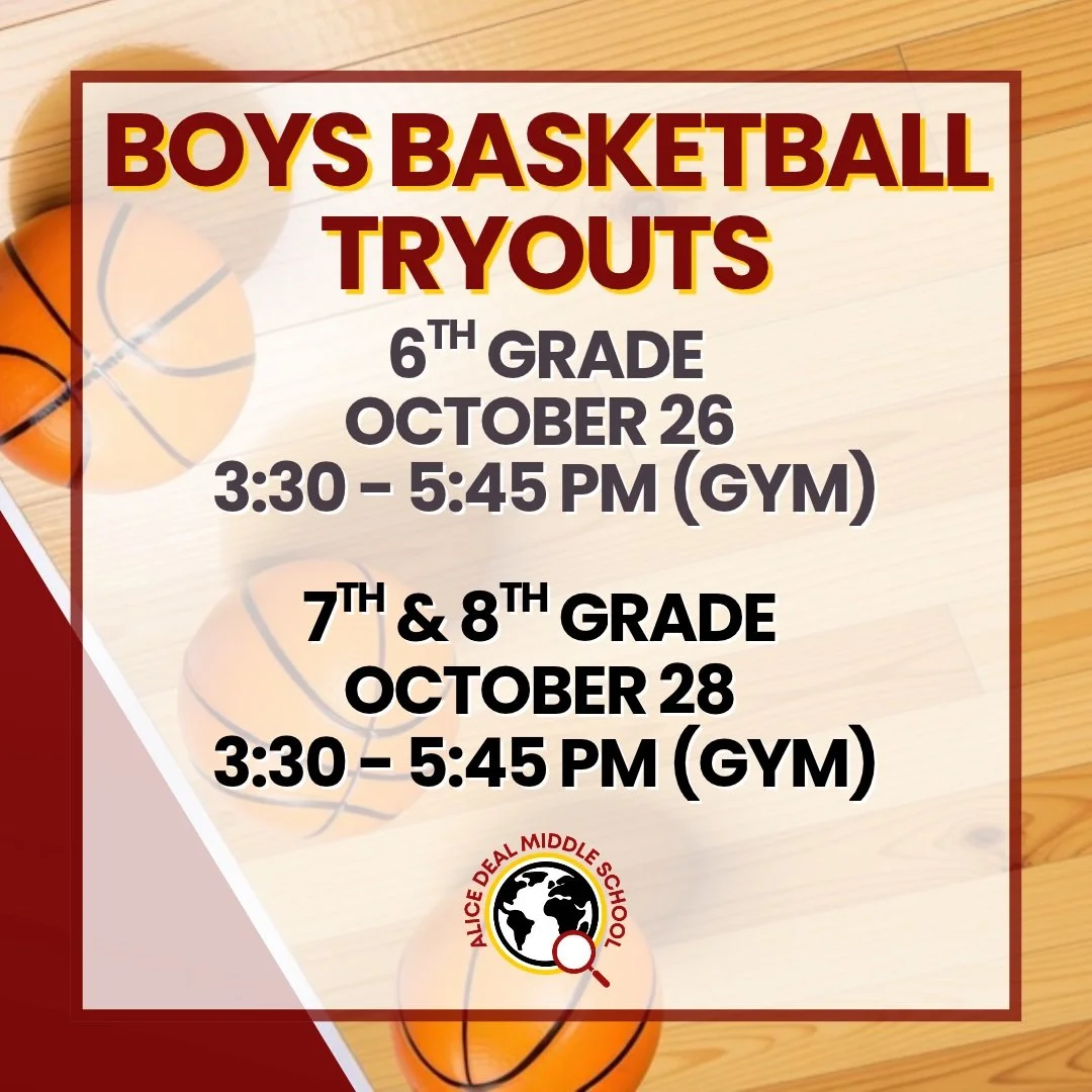 Boys basketball tryouts are happening this week. Students must have DCIAA participation packets completed prior to tryouts. Forms available on our Athletics page. #admsherewegrow