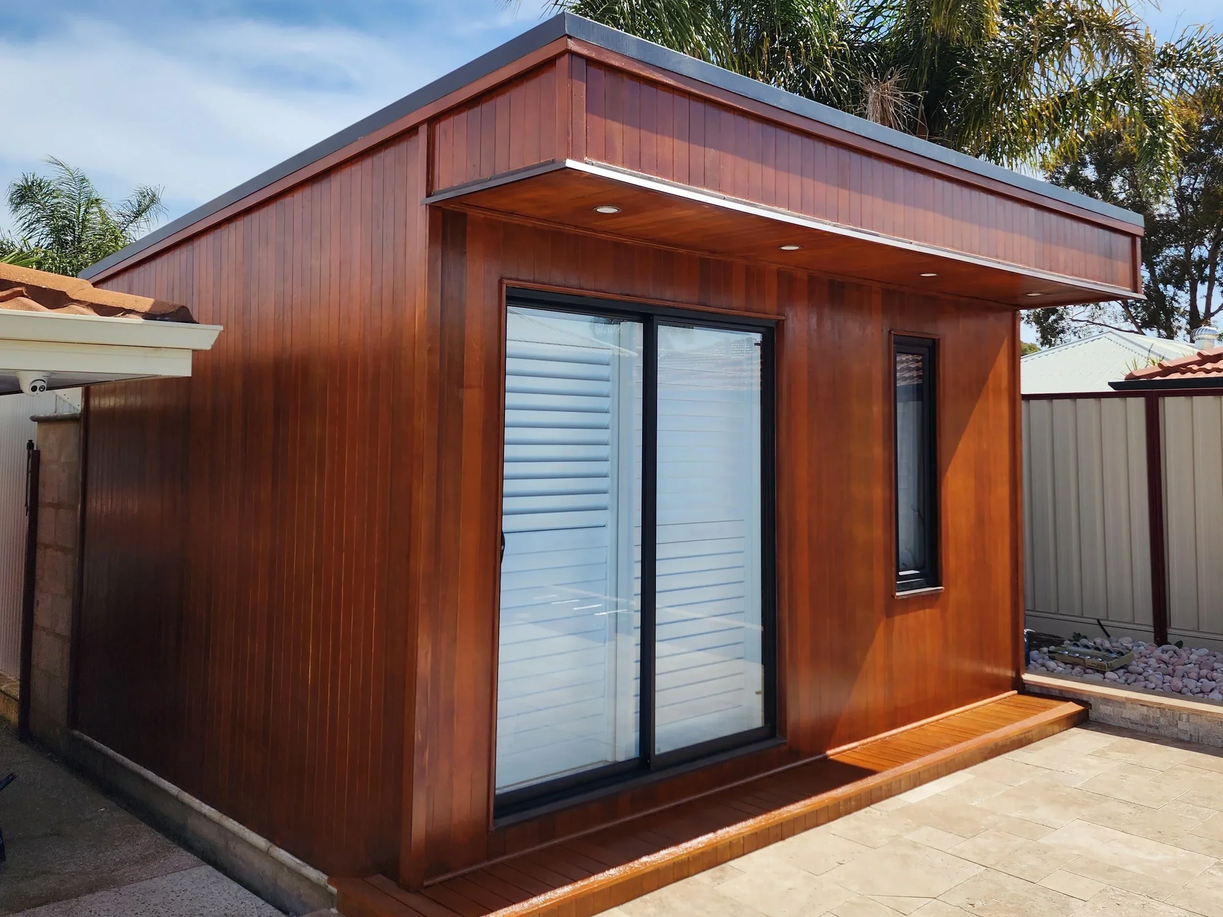 Protect and enhance your outdoor structures. This Perth studio received a premium timber stain to highlight the natural grain while providing maximum protection against the WA sun.
