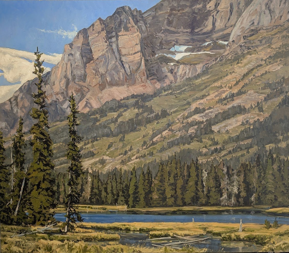Below Rising Wolf Mountain, 2025, 28x32, Oil, $4000.00
