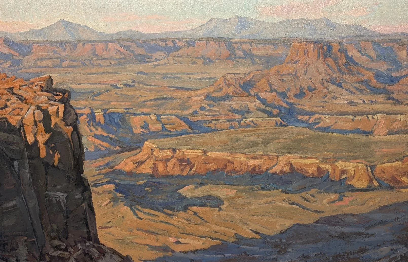 "Morning Shadows after Night Rains in Canyonlands," 18" x 26", 2026, Oil, Available through Gallery, $2300.00