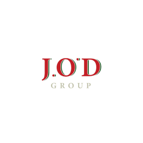 J.O.D Group logo with red and green text on a white background.