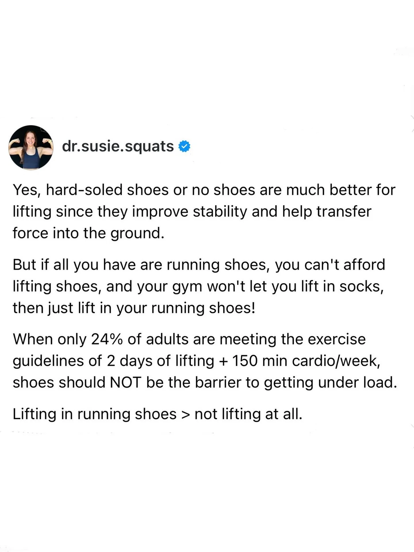 Every few months the internet rediscovers the idea that running shoes aren&rsquo;t ideal for lifting.

And then everyone collectively loses their minds about it 🙂

So let&rsquo;s clear this up.

Hard-soled shoes (or lifting barefoot) tend to work be